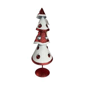 Ashland Red &‎ White Glitter Christmas Tree Centerpiece 17" Holiday Decor